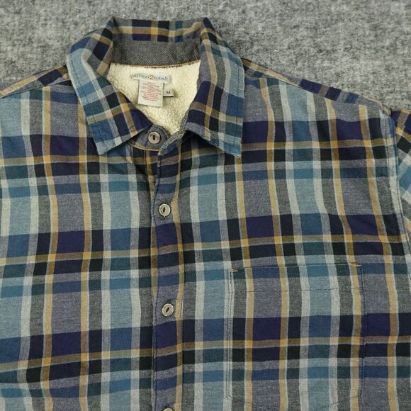 Carbon 2 Cobalt Jacket Mens Medium Blue Plaid Sherpa Lined Flannel Shacket Adult - Picture 4 of 12